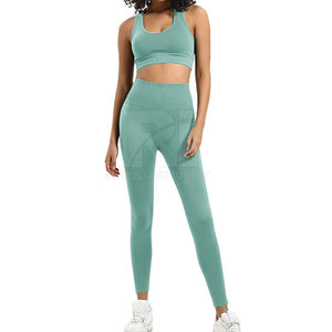 Ensemble de yoga personnalisé pour femmes, 2 pièces, Spandex/Nylon, séchage rapide, respirant, taille élastique, logo uni sur le devant, nouveau design, vente en gros - Product Image 1
