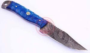 Cuchillo de caza de acero damasco hecho a mano, cuchillo de hoja fija con Funda de cuero - Product Image 4