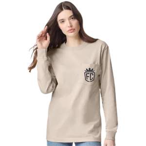 T-shirt en coton à manches longues classique pour femmes, col rond, coupe décontractée, couleur unie, avec poche, haut à porter au quotidien - Product Image 4