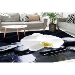 Tapis imprimé Spa Stones : Design moderne en chenille pour salon, chambre à coucher, tapis doux non tissé - Product Image 5