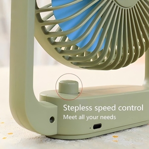 Rechargeable <b>Mini</b> Desk Fan USB Portable <b>Table</b> Fan with LED Light 3 Speed Settings for Home Office Car - Product Image 3
