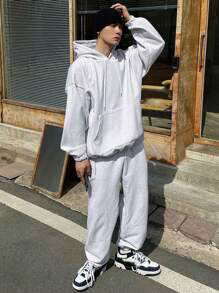 Survêtement unisexe à capuche en molleton de coton, avec lavage à l'acide, survêtement ample pour hommes - Product Image 2