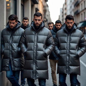 เสื้อโค้ทยาวมีซิปกันลมมีฮู้ดสำหรับผู้ชายเสื้อโค้ทบุขนเป็ดน้ำหนักเบาระบายอากาศ - Product Image 3