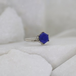 2025 Hexagon <b>Lapis</b> <b>Lazuli</b> <b>Ring</b> 925 Sterling Silver Hexagone 7x7mm Solitaire Promise <b>Ring</b> Minimalist Fine <b>Ring</b> Jewelry For Women - Product Image 4