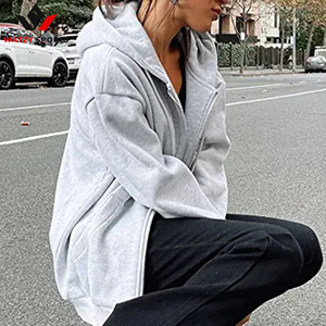 Sweat-shirt à capuche pour femme et adolescente, veste d'automne, surdimensionné, décontracté, avec cordon de serrage, vêtements, Zip Up, Y2K, sweat-shirt à capuche avec poche - Product Image 2