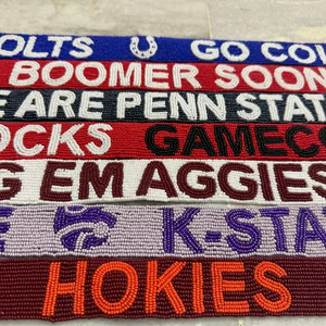 Sangle de sac perlée personnalisée TEXAS A&M Design, en perles de rocaille or blanc, sangles de sac personnalisées, sangle perlée pour sacs - Product Image 1