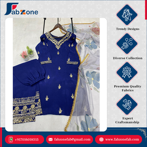 À la mode nouveau Designer Style séquence broderie travail mariage spécial Chinon costume pantalon avec Organza imprimé Dupatta ensemble pour les femmes - Product Image 4