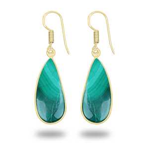 Malachite Earrings Drop <b>Stone</b> Jewelry for Boho Chic Styles High End Luxury 18K Gold Plated Malachite Earring Jewelry Women - Product Image 5