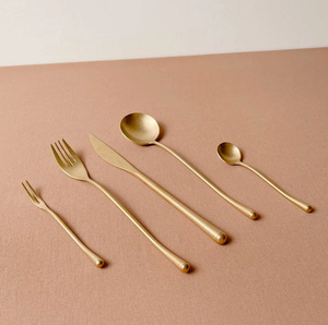 Juego de cubiertos de acero inoxidable dorado de diseño para el hogar, vajilla, juego de cubiertos para eventos de boda, cuchillo, cuchara, tenedor, decoración de restaurante para el hogar - Product Image 1