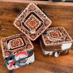 High Quality Cowhide Leather Jewelry Organizer Orange Rings Earring Portable Travel Storage Box Fashionable Zipper Jewelry Cases - Product Image 1