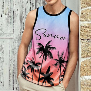 Camiseta sin mangas personalizada para gimnasio para hombre, camiseta de entrenamiento sublimada de secado rápido transpirable del proveedor al por mayor, tejido de punto - Product Image 2