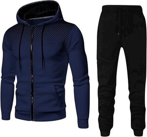 FAST Best High Service Conjuntos de chándal de invierno para hombres Chaquetas y pantalones activos de manga larga con cremallera completa Trajes de chándal de 2 piezas - Product Image 5