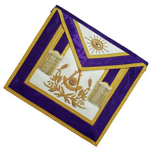 Luxe passé maître bleu Lodge Style maçonnique tablier Chenille tissu 3D LED clignotant personnalisable couleurs Badges aimant attachement - Product Image 3