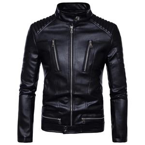 Chaquetas de bombardero para hombre, abrigo de piel sintética a la moda para hombre, abrigo con cremallera, chaqueta de Motor, motociclistas, ropa de marca Punk para hombre - Product Image 1