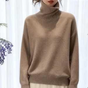 Pull en laine à col rond uni basique pour femme Automne Hiver Épais Chaud Ample Décontracté Haut de mode - Product Image 2