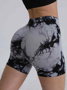 Shorts de Yoga para Mujer, Cintura Media, Diseño a Cuadros, Sin Costuras, Spandex/Nylon, Elásticos en 4 Direcciones, Transpirables, Compresivos, para Gimnasio - Product Image 4