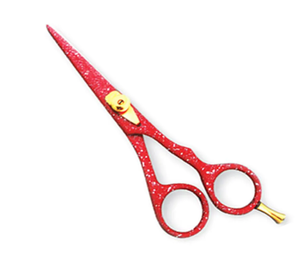 Tijeras de corte de pelo de peluquero de alta calidad, tijera de corte de pelo de acero inoxidable recubierta de Color rojo con tornillo dorado ajustable - Product Image 1