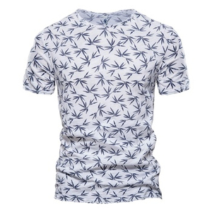 เสื้อยืดคอกลมแขนสั้นผ้าฝ้าย100% สำหรับผู้ชายเสื้อฮาวายถักสำหรับฤดูร้อน - Product Image 1