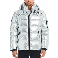 Veste matelassée en coton à col montant et capuche pour homme, coupe-vent, fermeture éclair frontale, manteau d'hiver décontracté, couleur unie, design matelassé, coupe régulière