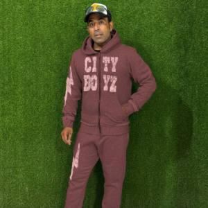 Ensemble de survêtement de sport à capuche personnalisé pour homme, logo personnalisé, jogging uni, survêtement décontracté d'hiver, survêtement de football, design simple, streetwear, 100% coton - Product Image 1