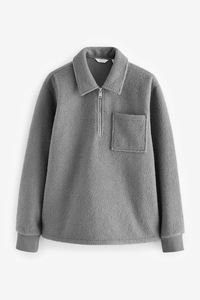 Fermeture éclair polaire veste plaine vêtements d'extérieur chauds col montant veste zippée complète adulte plaine noir hommes polaire vestes - Product Image 6