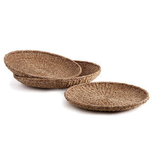 Vintage Style Seagrass <b>Serving</b> <b>Tray</b> Suitable for Fruit and Bread Storage <b>Serving</b> <b>Tray</b> Basket Handwoven <b>Round</b> Seagrass <b>Tray</b> - Product Image 1