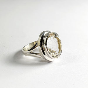 Romantic Vintage <b>Crystal</b> Gemstone <b>Ring</b> (8.0 Grams) Gold Plated Alloy with Oval Cut Diamond Inlay Setting Gift for Children - Product Image 1