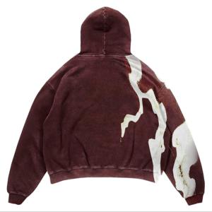 Sweat-shirt à broderie lourde personnalisé 500g Sweat-shirt imprimé à bulles de haute qualité Surdimensionné 100% Coton Meilleur fabricant de sweats à capuche Hommes - Product Image 5