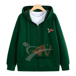 Wholesale High Quality Drop Shoulder Twill Lining Long Sleeve Heavy Cotton <b>Zip</b> up <b>Hoodies</b> With <b>Pockets</b> for Men - Product Image 3