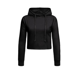 Sudadera con capucha recortada personalizada para mujer Precio al por mayor Chándal de manga larga Crop Top hecho BD para la temporada de invierno Punto de algodón - Product Image 3
