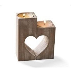 Portavelas de madera con forma de corazón de diseño personalizado, vajilla decorativa, portavelas de té elegante, portavelas de madera - Product Image 4
