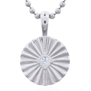 Elegante Colgante Circular de Plata de Ley con Acento de Rayos de Sol en Circonita Cúbica - Product Image 1