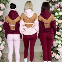 Sudadera con capucha de forro polar para mujer y adolescente, con espalda abierta y hombros descubiertos, transpirable, oversize, personalizable, para otoño e invierno