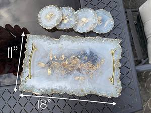 Super Quality Luxury Custom Storage <b>Decorative</b> <b>Trays</b> Resin Serving <b>Tray</b> with Custom Shape Silicone Mold Epoxy Casting Resin <b>Tray</b> - Product Image 3