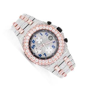 Luxurious Two Tone Full Iced Out Moissanite Diamond <b>watch</b> Customized <b>White</b> Chronograph Dial HipHop Automatic <b>Watch</b> <b>For</b> Men <b>Women</b> - Product Image 3