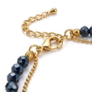 Bracciale Turco con Perla Nazar in Vetro Blu, Placcato Oro 18K, Cristallo <span class=keywords><strong>di</strong></span> <span class=keywords><strong>Ematite</strong></span>, Doppio Strato <span class=keywords><strong>di</strong></span> Perline, Charm per Donne - Product Image 2