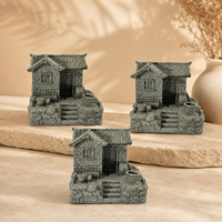 Miniature maison de village en pierre bleue sculptée à la main, décoration de chalet en pierre pour salon, bureau, étagère et idée cadeau