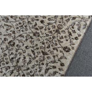Tapis turc vintage 3,5x6,6 pi (106x202 cm), tapis floral blanc et marron - Product Image 5