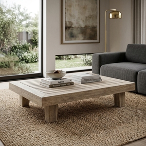 Our Modern Furniture Aswattha Visionary <b>Solid</b> <b>Wood</b> Coffee Table Low Platform Wooden Center Table For Living Room Setup Art - Product Image 2