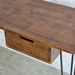 120x50cm Rubber Wood <b>Computer</b> <b>Desk</b> with Drawers Iron Legs Hairpin SPD68211 - Product Image 4