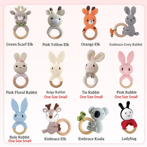Jouets hochets en crochet personnalisés en gros, adaptés aux enfants, hochets pour bébés en crochet animalier, cadeaux de bain, jouets à saisir en crochet - Product Image 5