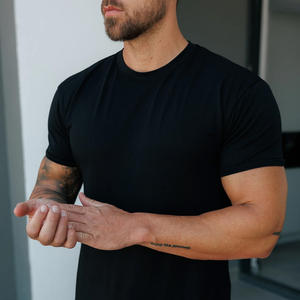 New Trendy Men's Crew Neck Slim Fit <b>Black</b> Gym Active Wear Men'sT-<b>Shirt</b> 100% Cotton Blend Breathable Custom Logo <b>T</b>-<b>Shirt</b> For Men - Product Image 2