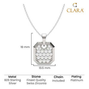 Collier pendentif en argent pur 925 pour hommes et garçons, forme bouclier, plaqué rhodium, diamant moissanite taille princesse, or rose, platine - Product Image 5