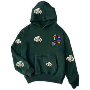 New Design <b>Top</b> Selling Men's Winter Embroidered Cotton Hoodies Low MOQ Wholesale <b>Distress</b> Patch Boxy Fit - Product Image 5