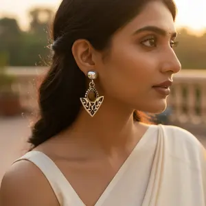 Boucles d'oreilles en argent 925 pour femmes, œil de tigre, plaqué or vintage, pendentif à goutte, perle d'eau douce, bijoux - Product Image 3