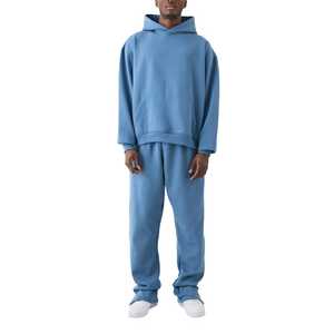 Conjunto Deportivo de Dos Piezas, Holgado, Estilo Deportivo, Lavado Ácido, con Pedrería, Pantalones y Sudadera con Capucha Unisex de Algodón - Product Image 3