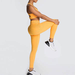 Servicio OEM Conjunto de yoga ligero de alta calidad para mujer Tela cómoda Cintura elástica Patrón sólido más vendido Yoga de 2 piezas - Product Image 4