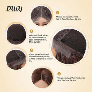 Becky-DWY Long-Length Curly Synthetic <b>Wig</b> Chesnut <b>Brown</b> Lace Front with Transparent Lace Glueless Design - Product Image 6