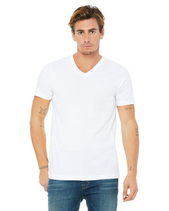 Bella + Canvas 3005 Unisex Jersey Short Sleeve V-Neck Tee Ash - 99% Combed and <b>Ring</b>-spun Cotton, 1% Poly Breathable V-Neck Tee - Product Image 1