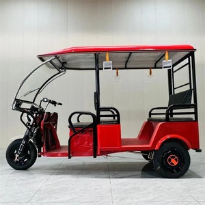 Electric Passenger <b>Tricycle</b> 48V 501-800W Closed Body 4 Seats Green with Yellow Front Panel - Product Image 3